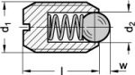 Spring-loaded thrust piece GN 615.5-M4-KN Stainless steel A4, ceramic ball