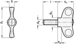Wing screw GN 633-63-M10-40-DRT Cover cap red