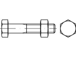 Sechskantschraube ISO 4014-8.8 M 24x110 mm, feuerverzinkt, mit Mutter CE-konform SB-Garnituren nach EN 15048