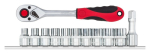 Contactdozen 1/2" 6kt +strip 12-delig met ratel Gedore ROOD R69008012