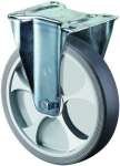 Bockrolle thermopl. Rad Rollenlager Ø 80 mm, H 105 mm, Platte 104x80 mm grau, KS-Felge Tragkraft 100 kg