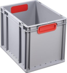 Transportkist, zijwanden gesloten LxBxH 400x300x320 mm grijs PP gesloten handgreep rood, Allit