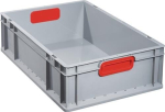 Transportkist, zijwanden gesloten LxBxH 600x400x170 mm grijs PP gesloten handgreep rood, Allit
