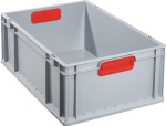 Transportkist, zijwanden gesloten LxBxH 600x400x220 mm grijs PP gesloten handgreep rood, Allit