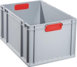 Transportkist, zijwanden gesloten LxBxH 600x400x320 mm grijs PP gesloten handgreep rood, Allit