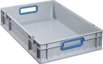 Transportkist, zijwanden gesloten LxBxH 600x400x120 mm grijs PP open handgreep blauw, Allit