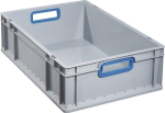 Transportkist, zijwanden gesloten LxBxH 600x400x170 mm grijs PP open handgreep blauw, Allit