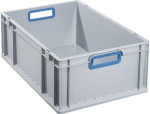 Transportkist, zijwanden gesloten LxBxH 600x400x220 mm grijs PP open handgreep blauw, Allit