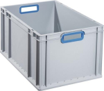 Transportkasten, Seitenwände geschlossen LxBxH 600x400x320 mm grau PP offener Griff blau, Allit