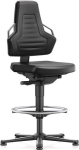Nexxit bureaudraaistoel H 570-820 mm Handgrepen grijs vloer glas, voet ring, Supertec gewicht zwart