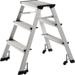 Folding step, mobile Steps incl. platform 3, height 630 mm Aluminium