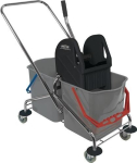 Schoonmaakwagen Emmer 2x27 l, pers Stalen buis, Sprintus