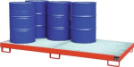 Drip tray fire red 240 l LxWxH 2650x1300x210 mm Sheet steel with grating