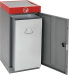 Wertstoffsammler 70l H850xB400xT380mm graualu-Struktur feuerrot verzinkter Eins.