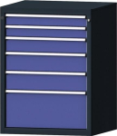 Schubladenschrank, Vollauszug HxBxT 1000x760x675 mm anthrazitgrau/taubenblau NCS 6 Schubl.