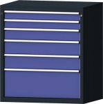 Schubladenschrank, Vollauszug HxBxT 1000x910x675 mm anthrazitgrau/taubenblau NCS 6 Schubl.