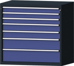 Schubladenschrank, Vollauszug HxBxT 1000x1060x675 mm anthrazitgrau/taubenblau NCS 7 Schubl.