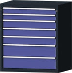 Schubladenschrank, Vollauszug HxBxT 1000x910x675 mm anthrazitgrau/taubenblau NCS 7 Schubl.