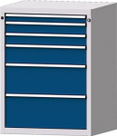 Schubladenschrank, Vollauszug HxBxT 1000x760x675 mm lichtgrau/enzianblau 6 Schubl.