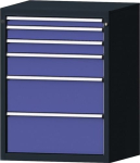 Schubladenschrank, Vollauszug HxBxT 1000x760x675 mm anthrazitgrau/taubenblau NCS 6 Schubl.
