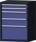 Schubladenschrank, Vollauszug HxBxT 1000x760x675 mm anthrazitgrau/taubenblau NCS 5 Schubl.