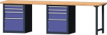 Werkbank 4040 R 70B 6Schubl.2Türen BxTxH 2800x700x840 mm Buche massiv anthrazitgrau / taubenblau NCS