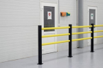 Centre post for safety railing H 1200 mm, black for 3 beams, for outdoor use