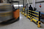 Centre post for Traffic Barrier Plus H 1200 mm, black for 1 beam, for outdoor use