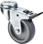Castor Rubber wheel Plain bearing Ø 75 mm, H 103 mm, back hole grey, Ku-rim Fixed load capacity 60 kg