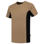 T-Shirt Brusttasche beige schwarz, BW190 Tricorp Workwear Bicolor