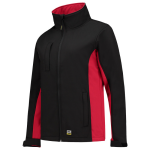 Dames softshell jas Maat zwart rood, MG340 Tricorp Tweekleurige Werkkleding