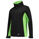 Dames softshell jas Maat zwart lichtgroen, MG340 Tricorp Tweekleurige Werkkleding