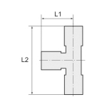 Indrukbare T-fitting L-vormig draaibaar R a. Slang Ø ES