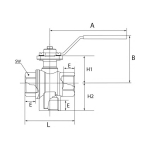 3-way ball valve MS vern. Connection Bottom L-bore Rp