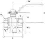 3-way ball valve MS vern. Connection Bottom L-bore Rp 1 1/4