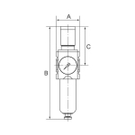 Filterregelaar Futura-mini Metallbeh. G 1/4" bar, Standaard manometer
