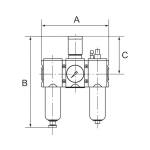 3-piece Futura-mini maintenance unit G 1/4 Standard manometer