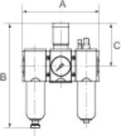 3-delige Futura-mini onderhoudseenheid G 1/4 Compacte drukmeter
