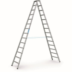 Stufenstehleiter Alu 2x14 Stufen Leiterlänge 3,95 m, Arbeitshöhe 5,2 m Zarges Saferstep B