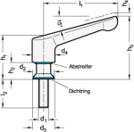 Klemmhebel GN 305-63-M6-12-PL-H Hygienic Design