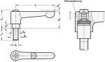 Clamping lever, adjustable, straight GN 302-30-M5-50-RS red textured matt