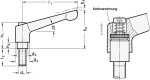 Clamping lever with screw, adjustable GN 300.2-63-M8-40-OS AG, RAL 2004 orange