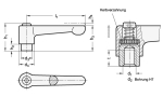 Klemmhebel, verstellbar, gerade GN 302.1-22-M3-SW Edelstahl, schwarz
