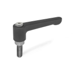 Clamping lever, adjustable, straight GN 302.1-22-M4-20-SW Stainless steel, black