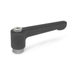Clamping lever, adjustable, straight GN 302.1-22-M5-SW Stainless steel, black