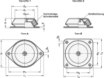 Machinevoet met flens met vier gaten GN 148-60-M10-A-1-43 zacht