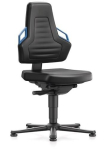 Arbeitsdrehstuhl Nexxit H 450-600 mm Griff blau Bodengleiter, Kunstlederpolster schwarz