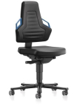 Nexxit bureaudraaistoel H 450-600 mm Handgrepen blauw Wielen, bekleding van zwart kunstleer
