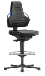 Nexxit bureaudraaistoel H 570-820 mm Handgrepen blauw Vloerglijders, voetring, zwart kunstleer