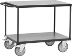 Tafelwagen met 2 legplanken Laadvlak 1000x600 mm, antracietgrijs max. 600 kg, TPE-banden, Fetra 2401/7016